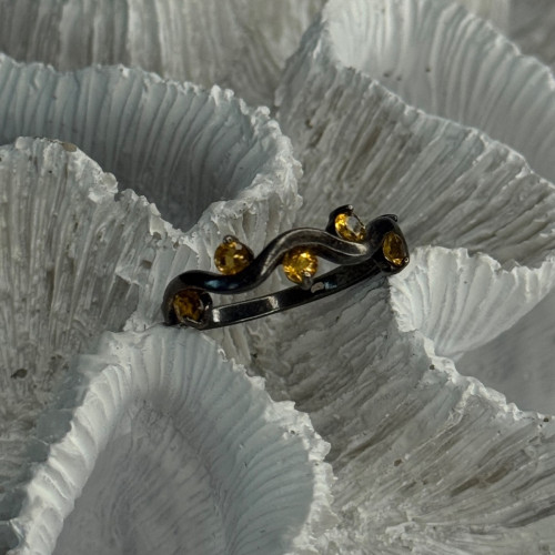 925 Sterling Silver Citrine Ring Size 9.5