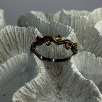 925 Sterling Silver Citrine Ring Size 9.5