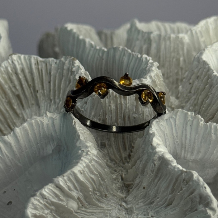 925 Sterling Silver Citrine Ring Size 9.5