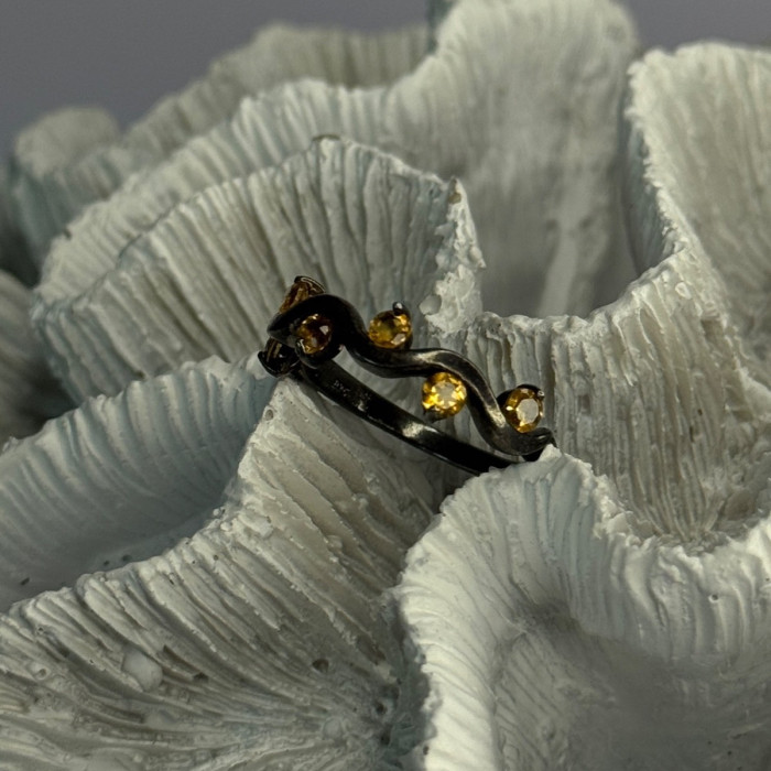 925 Sterling Silver Citrine Ring Size 9.5