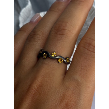 925 Sterling Silver Citrine Ring Size 9.5