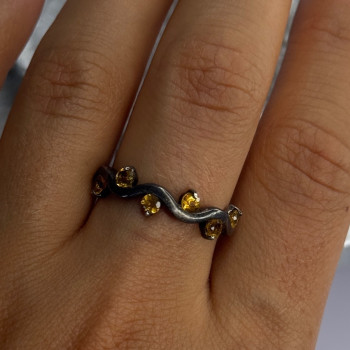 925 Sterling Silver Citrine Ring Size 9.5