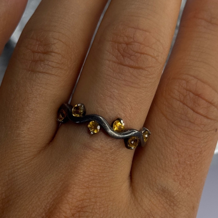 925 Sterling Silver Citrine Ring Size 9.5