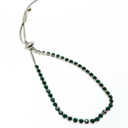 Bracelet Green CZ Slipknot Clasp