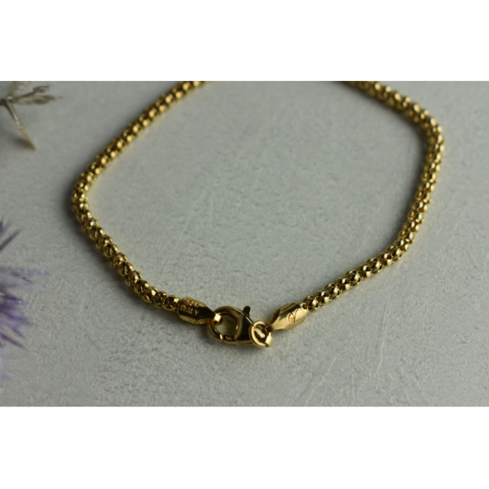 925 Sterling Silver Gold Plated Bracelet Italy Size 7.3 In