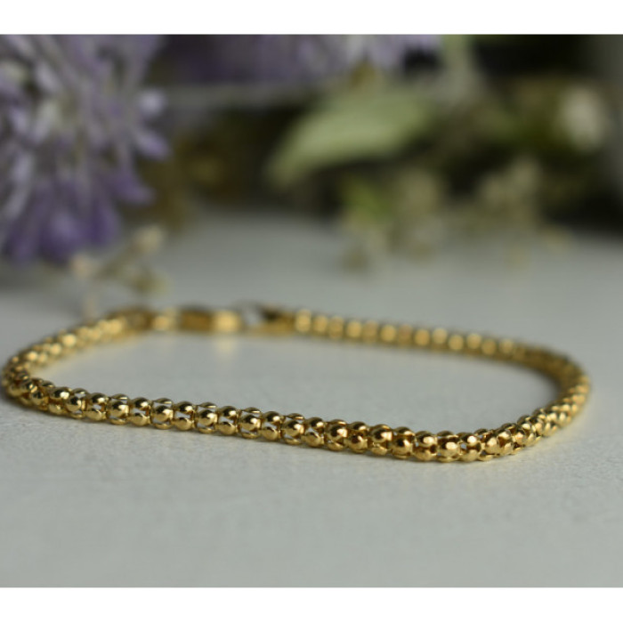 925 Sterling Silver Gold Plated Bracelet Italy Size 7.3 In