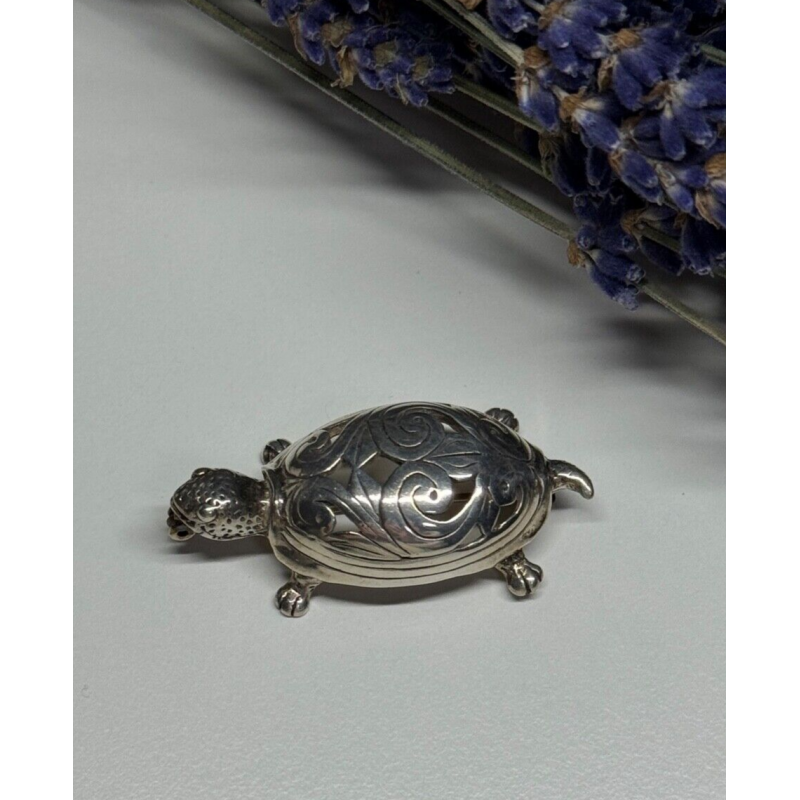 925 Sterling Silver Turtle Brooch