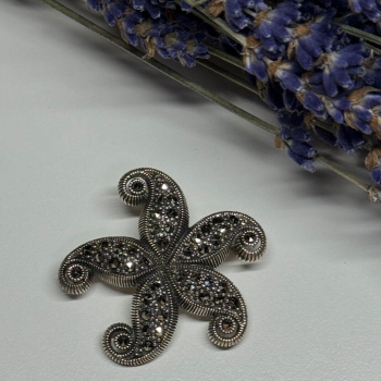 925 Sterling Silver Marcasite Starfish Brooch