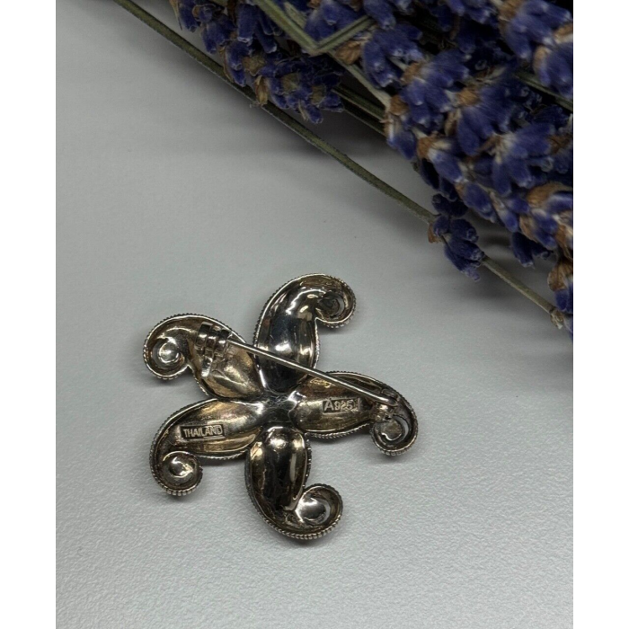 925 Sterling Silver Marcasite Starfish Brooch