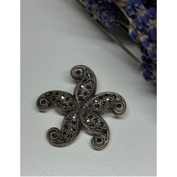 925 Sterling Silver Marcasite Starfish Brooch