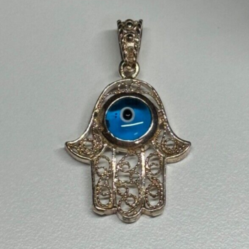 925 Sterling Silver Hamsa Hand Amulet Pendant