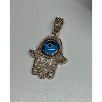925 Sterling Silver Hamsa Hand Amulet Pendant