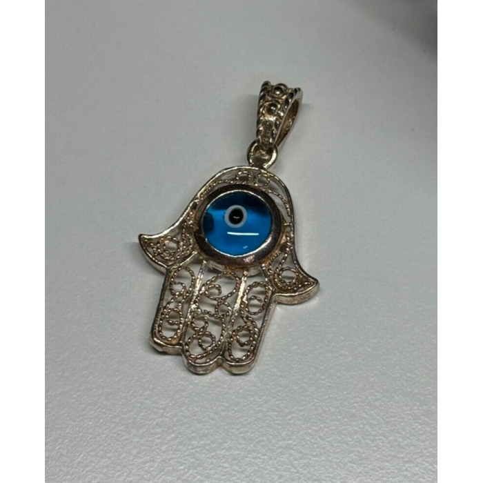 925 Sterling Silver Hamsa Hand Amulet Pendant