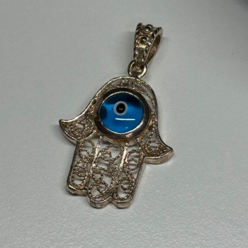 925 Sterling Silver Hamsa Hand Amulet Pendant