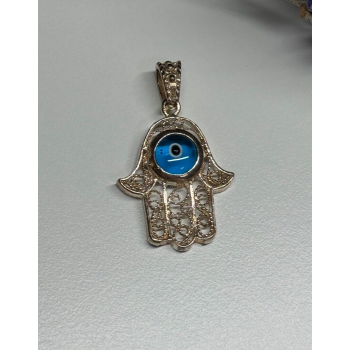 925 Sterling Silver Hamsa Hand Amulet Pendant