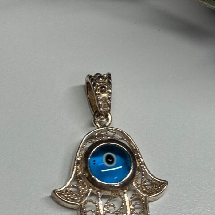 925 Sterling Silver Hamsa Hand Amulet Pendant