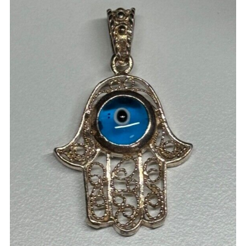 925 Sterling Silver Hamsa Hand Amulet Pendant