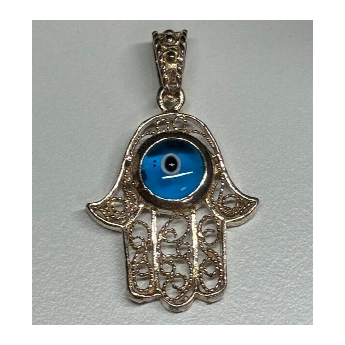 925 Sterling Silver Hamsa Hand Amulet Pendant
