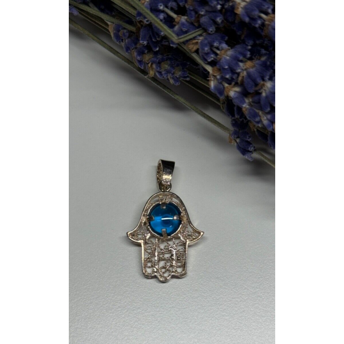 925 Sterling Silver Hamsa Hand Amulet Pendant