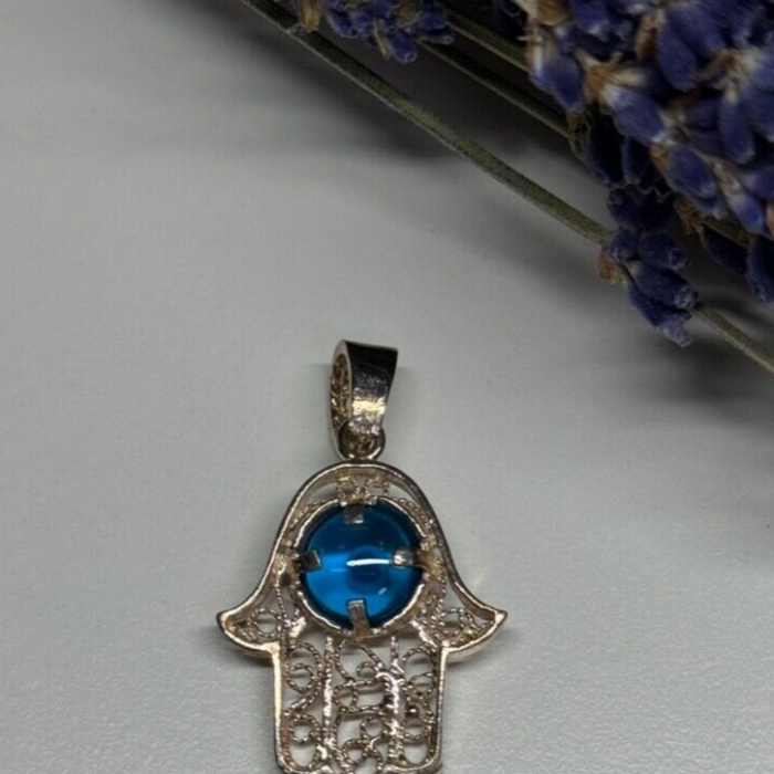 925 Sterling Silver Hamsa Hand Amulet Pendant