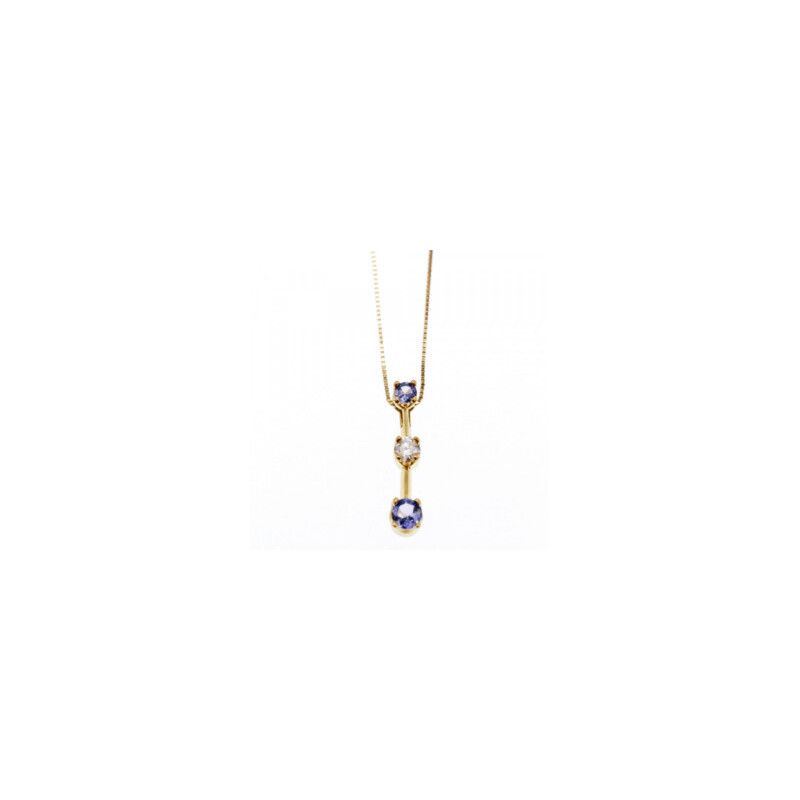 14K YELLOW GOLD TANZANITE & WHITE SAPPHIRE CHAIN WITH PENDANT