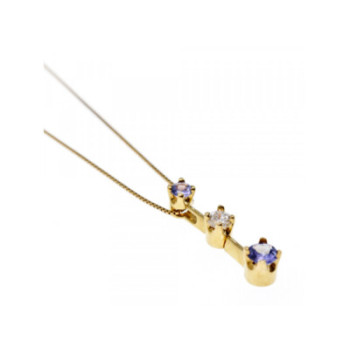 14K YELLOW GOLD TANZANITE & WHITE SAPPHIRE CHAIN WITH PENDANT