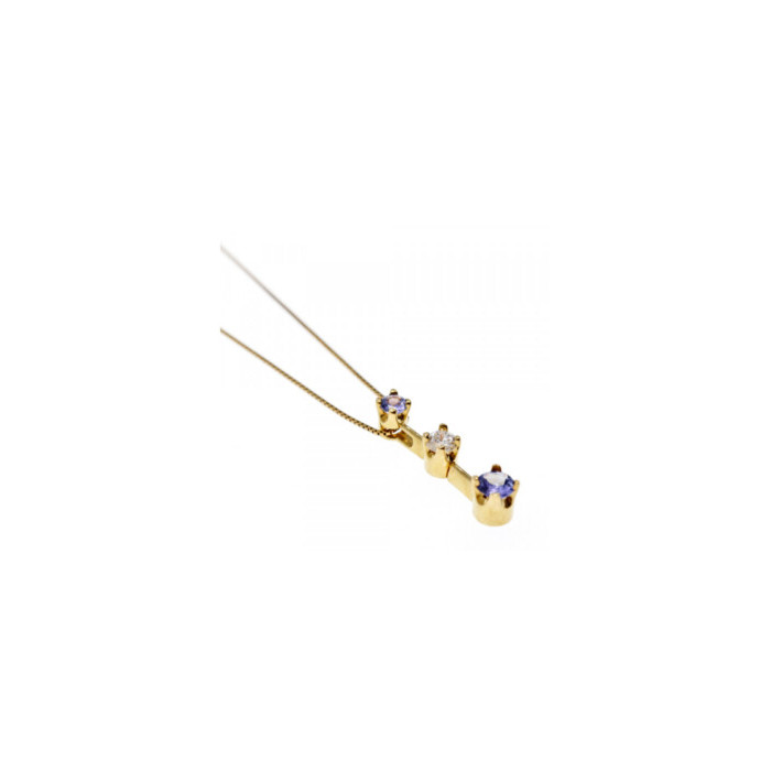 14K YELLOW GOLD TANZANITE & WHITE SAPPHIRE CHAIN WITH PENDANT