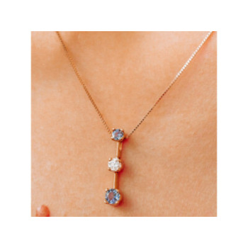 14K YELLOW GOLD TANZANITE & WHITE SAPPHIRE CHAIN WITH PENDANT