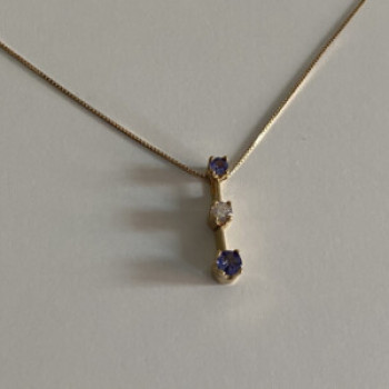 14K Yellow Gold Tanzanite & White Sapphire Chain With Pendant