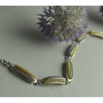 925 Sterling Silver Gold Plated Bracelet Italy Size 7.5 IN