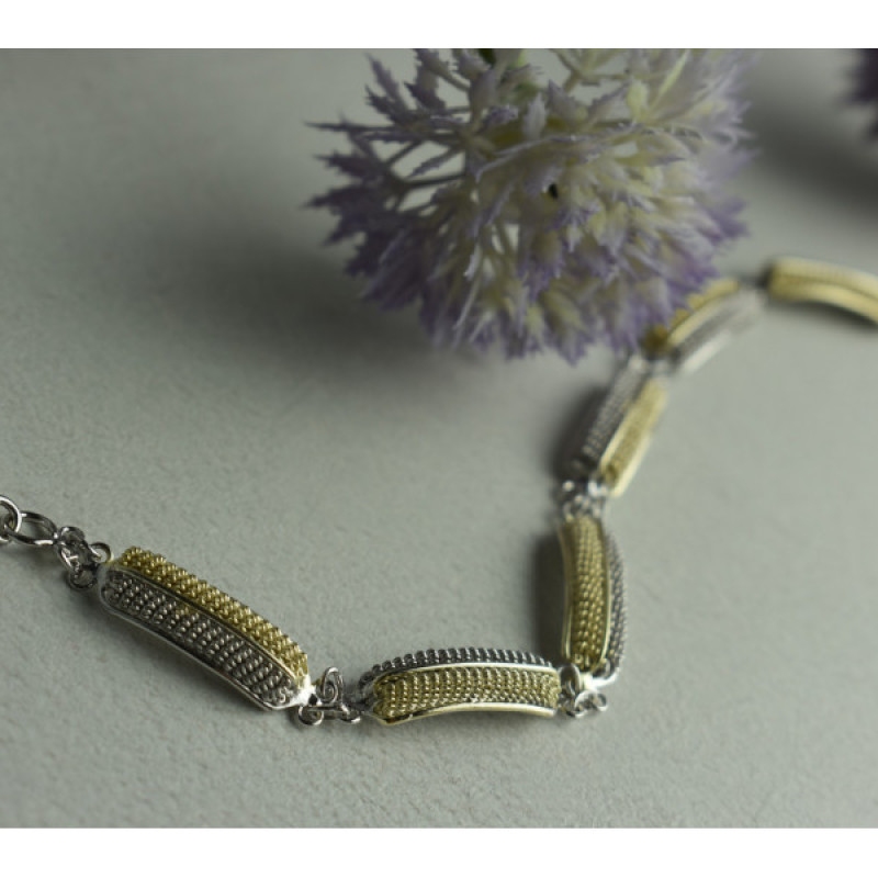 925 Sterling Silver Gold Plated Bracelet Italy Size 7.5 IN