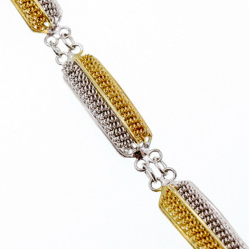 925 Sterling Silver Gold Plated Bracelet Italy Size 7.5 IN