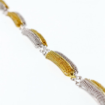 925 Sterling Silver Gold Plated Bracelet Italy Size 7.5 IN
