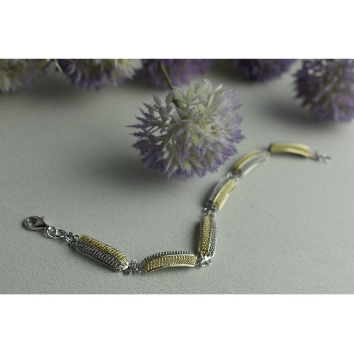 925 STERLING SILVER GOLD PLATED BRACELET ITALY SIZE 7.5 IN