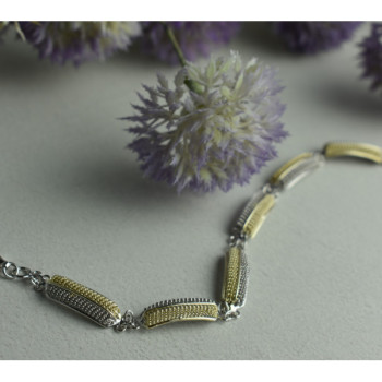 925 Sterling Silver Gold Plated Bracelet Italy Size 7.5 IN