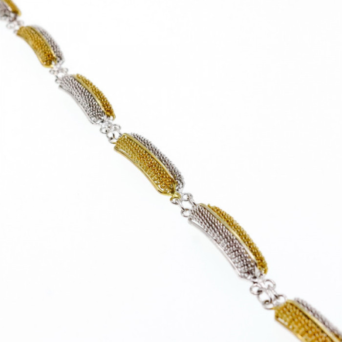 925 Sterling Silver Gold Plated Bracelet Italy Size 7.5 IN