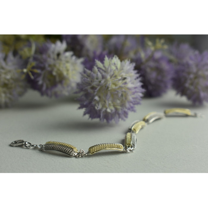 925 STERLING SILVER GOLD PLATED BRACELET ITALY SIZE 7.5 IN