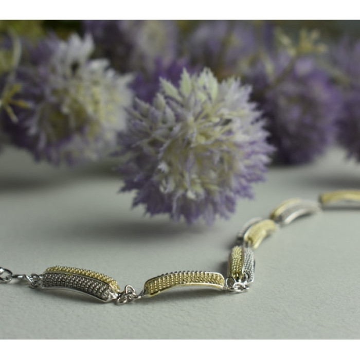 925 Sterling Silver Gold Plated Bracelet Italy Size 7.5 IN