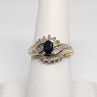 10K Yellow Gold Blue & White Sapphire Ring Size 6