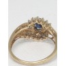 10K YELLOW GOLD  BLUE & WHITE SAPPHIRE RING SIZE 6