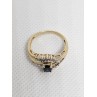 10K YELLOW GOLD  BLUE & WHITE SAPPHIRE RING SIZE 6