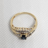 10K Yellow Gold Blue & White Sapphire Ring Size 6