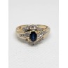 10K YELLOW GOLD  BLUE & WHITE SAPPHIRE RING SIZE 6