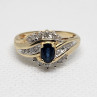 10K Yellow Gold Blue & White Sapphire Ring Size 6