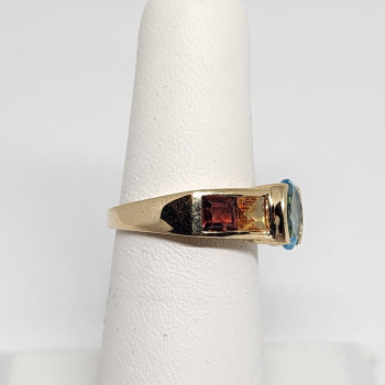 10K Yellow Gold Topaz, Amethyst, Peridot, Citrine & Garnet Ring Size 5