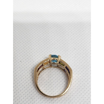 10K YELLOW GOLD TOPAZ, AMETHYST, PERIDOT, CITRINE & GARNET RING  SIZE 5