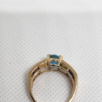 10K Yellow Gold Topaz, Amethyst, Peridot, Citrine & Garnet Ring Size 5
