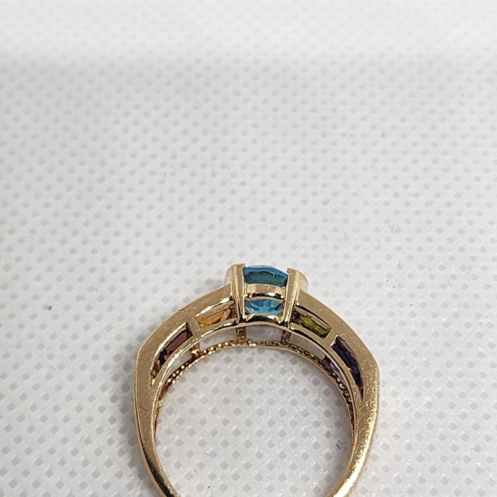 10K Yellow Gold Topaz, Amethyst, Peridot, Citrine & Garnet Ring Size 5