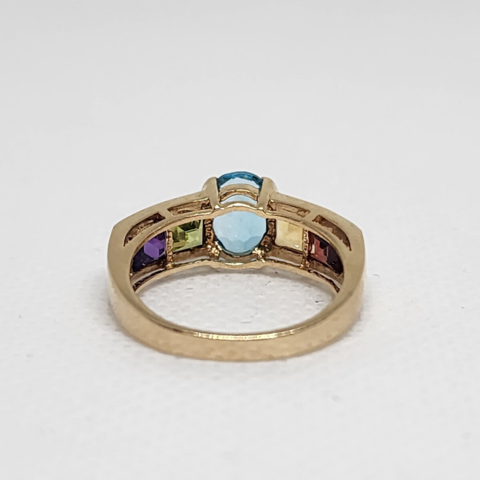 10K Yellow Gold Topaz, Amethyst, Peridot, Citrine & Garnet Ring Size 5