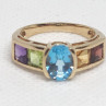 10K Yellow Gold Topaz, Amethyst, Peridot, Citrine & Garnet Ring Size 5